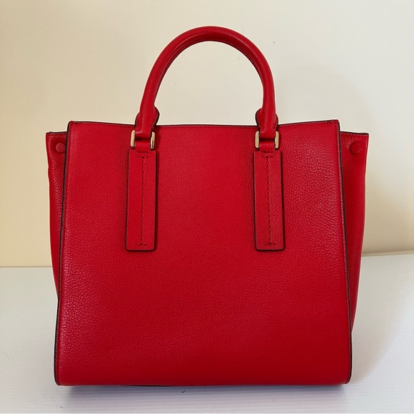 Michael Michael Kors Alessa Medium Pebbled Leather Satchel in Red - Picture 4 of 14